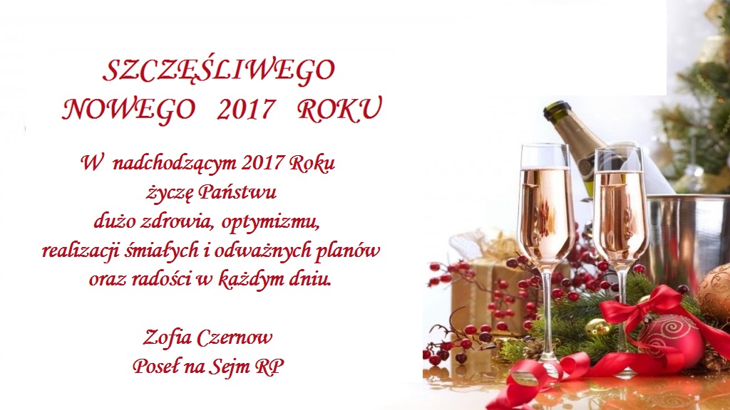 Szczęśliwego Nowego Roku 2017... życzy Pani Poseł Czernow